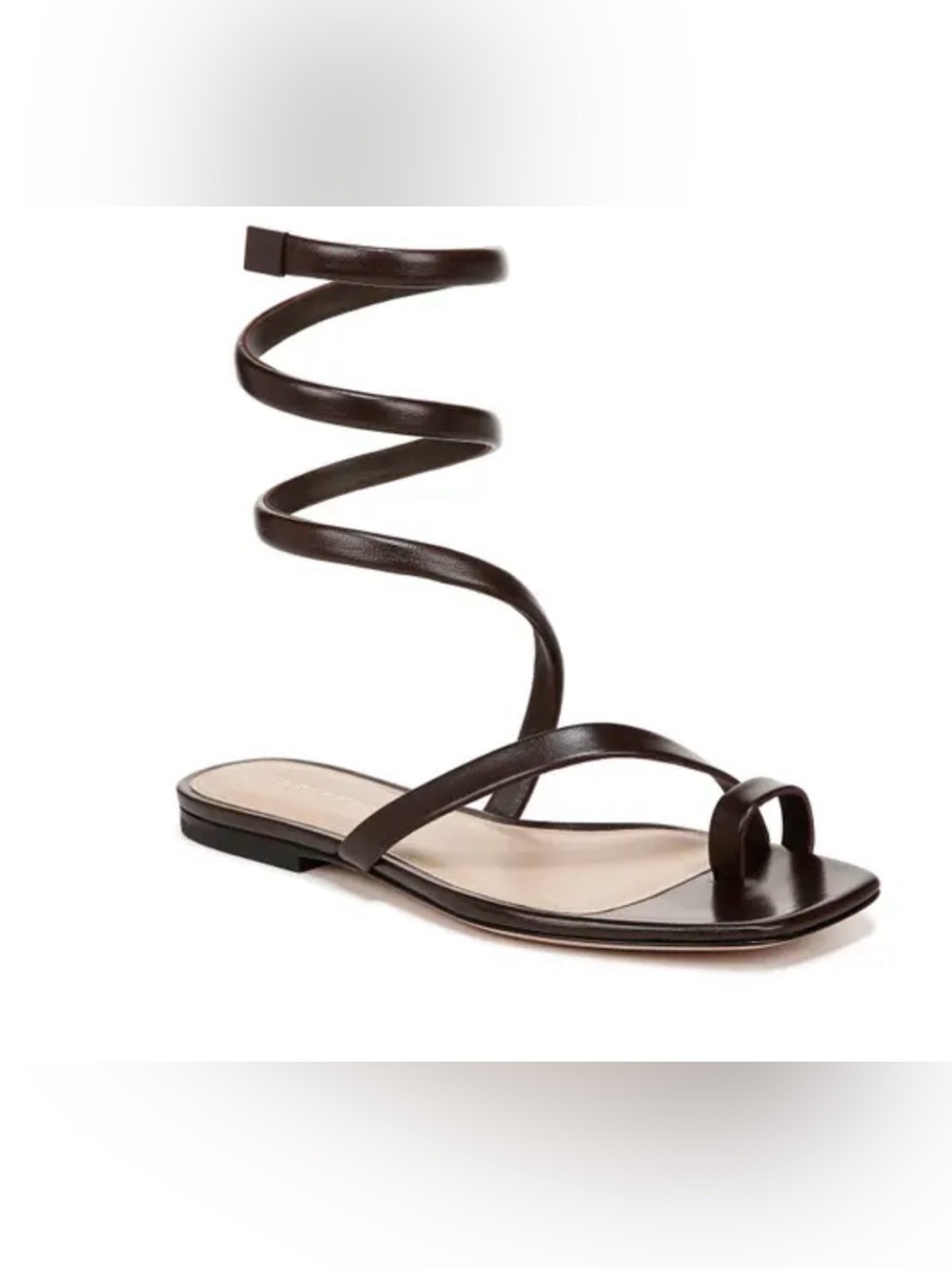 Veronica Beard Dark Brown Leather Spiral Wrap Sandal